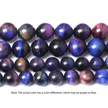 45PCS 8MM AAA Blue Purple Starry Sky Tiger Eye Stone Beads Natural Gemstone Bead Crystal Healing Energy Jewelry Making DIY 15 inches