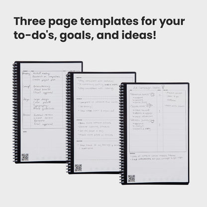 Rocketbook Fusion Reusable Undated Productivity Planner, Executive Size 6x8.8, Gray - Goals, Monthly and Weekly Calendar, Daily To-do List, Lined and Dotted Notes Pages