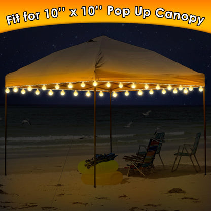 ElectricWise 1 Pack LED Canopy Lights, 40ft 80LED Battery Powered Canopy Tent Lights Outdoor with 8 Modes, Warm White Canopy String Light for 10' x 10' Pop up Canopy Tent