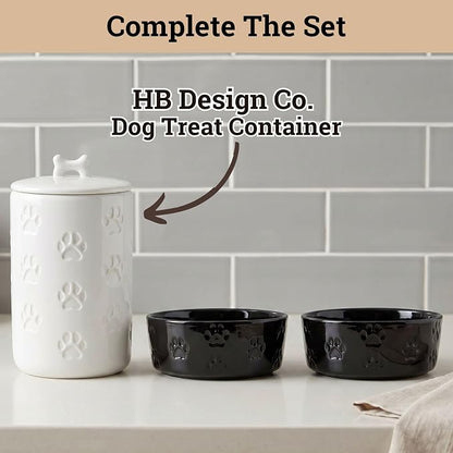 Ceramic Dog Bowl Set of 2 with Anti-Skid Base - 5" Wide x 2" Tall Ceramic Dog Bowls for Small Dogs - 2 Cup Capacity Food and Water Bowls for Dogs - Rubber Bottom Pet Bowl Set of 2 for Small Pets