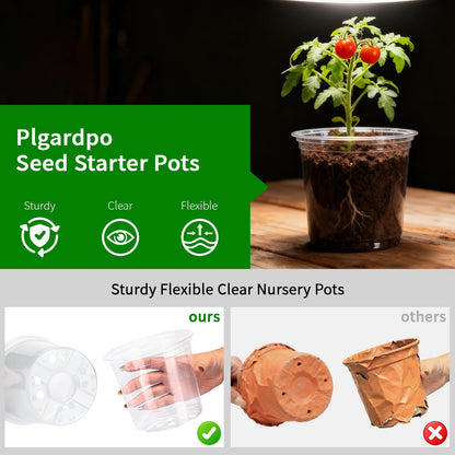 Plgardpo Clear Nursery Pots with Drainage, 5/6/7 Inch Nursery Plant Pots, Plastic Seedling Flower Pots for Indoor Plants, Transparent Planters for Indoor Plants, 15 Packs