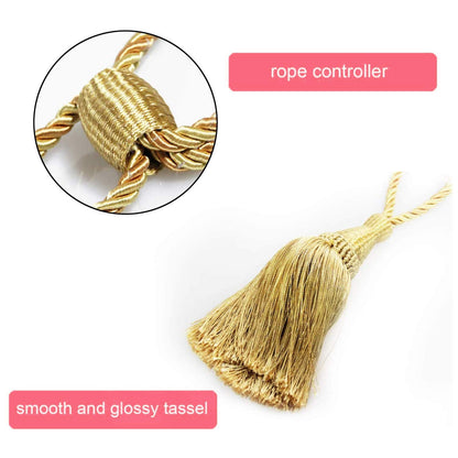 Fenghuangwu Curtain Tiebacks Handmade Elegant Curtain Tie Backs Holdbacks with Tassel for Home Office Decor 2 Pack - Gold