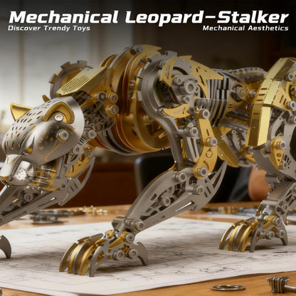 3D Metal Puzzle for Adults, 506Pcs Steampunk Mechanical Leopard Model Kits to Build, DIY Creative Art Desktop Ornament for Home Office Decor (Gold)