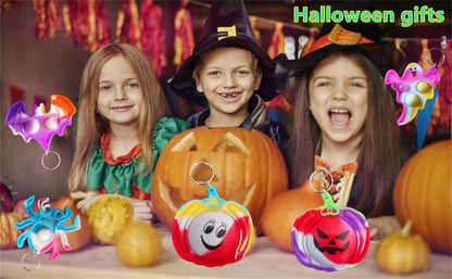 Roaqua 100 packs Bulk Halloween Ghost Pumpkin Spider Bat Fidget Bubble Mini Pop，Halloween Party Favors ， Birthday Supplies and Student Prizes Gifts