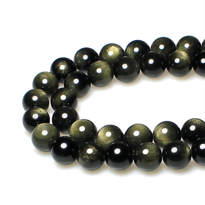 MJDCB Rare Collection Natural Stone Beads Gold Obsidian Round Loose Beads for Jewelry Making DIY Bracelet Necklace (6mm)