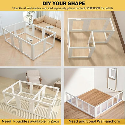 23.6“H 2PCS Extension Kit - Door+Panel, T-Buckles for Compartment, Expandable Clear Dog Play Pen Acrylic Dog Playpen Indoor,for Puppy Cat Bunny Small & Medium Dogs (White, 23.6" H, 2PCS)