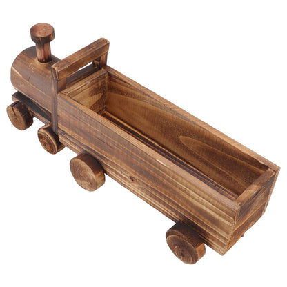 Hapivida Wooden Flower Pot, Train Shape Succulent Plants Containers Retro Plant Potted Bonsai Planter Cute Small Funny Plant Pots