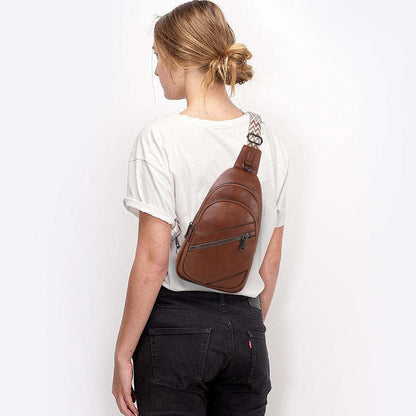 TANTOMI Sling Bag Crossbody Bags for Women Leather Cross Body Bag Trendy Fanny Pack Chest Travel Purse with Adjustable Strap