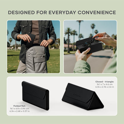 Satechi FindAll Smart Glasses Case with Find My, Foldable & Portable, Wireless Rechargeable, Left-Behind Alerts, Loud Audible Chime, Compatible with Most Glasses & XR/AR Glasses – Black