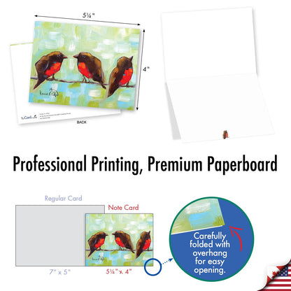 The Best Card Company - 20 Assorted Blank Note Cards Boxed Set 4 x 5.12 Inch with Envelopes (10 Designs, 2 Each) - Ducks In A Row AM10343OCB-B2x10