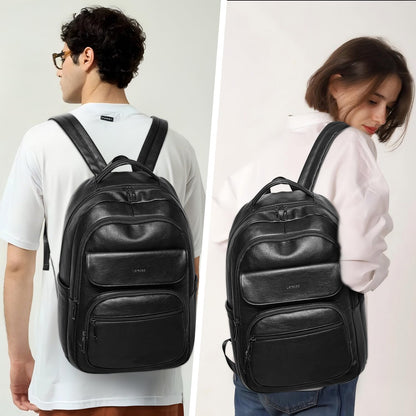 Leresas 37L Backpack Purse for Women Mens Work Travel Teacher Back Pack Laptop Business Vegan Leather Backpack Fashion College Computer Bag Black
