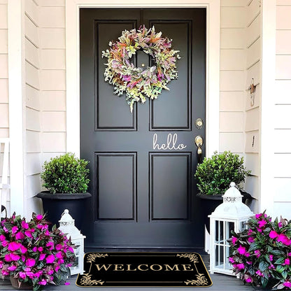 Welcome Mats Duty Sturdy Front Door Mat for Home Entrance Indoor and Outdoor, Garage and Garden Outside Entryway Floor Mat, Non Slip, Fade Resistant, Easy Clean 17 x 29 Inch (Black)