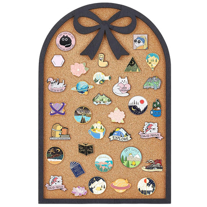 BENECREAT 14.96x9.84 Inch Bow Pin Board with Arch Design Cork Bulletin Board for Brooch Display Storage, Office Home Decor