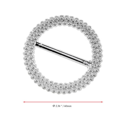 JOIKIT 250 PCS 60mm Silver Round Rhinestone Ribbon Buckle, 2.36 Inch Acrylic Chair Sash Buckles Slider for Wedding Banquet Party Decoration