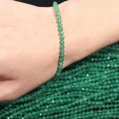 Song Xi 90pcs 4mm Natural Green Aventurine Gemstone Beads Faceted Round Loose Stone Beads for Jewelry Making (1 Strand)