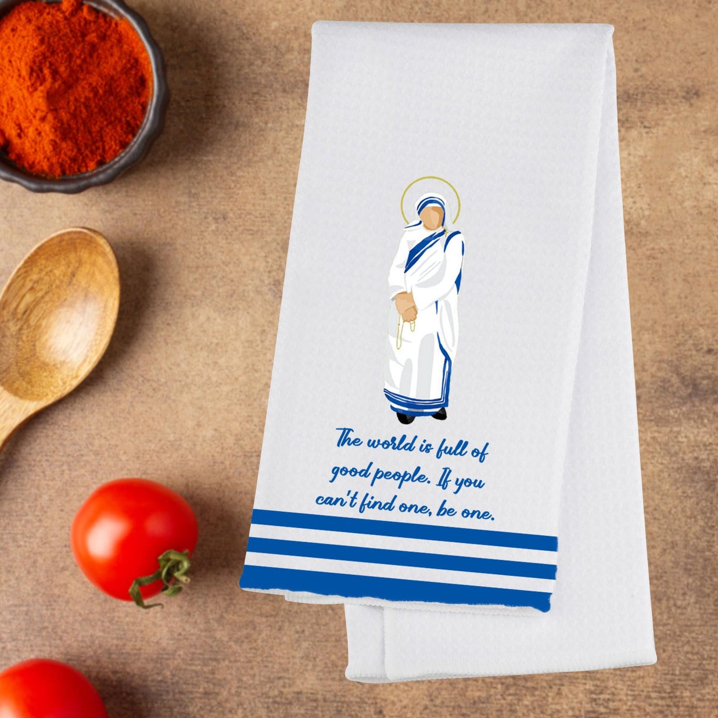 G2TUP Mother Teresa Kitchen Towels Mother Teresa Dish Towels Mother Teresa Tea Towels Saint Mother Teresa Gifts (The World is)
