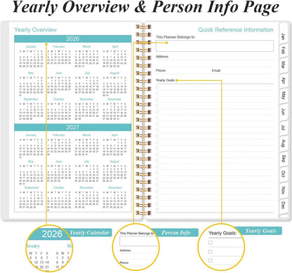 2026 Appointment Book & Planner - 2026 Daily Hourly Planner from January 2026 - December 2026, Weekly Appointment Book with 30-Minute Interval, Medium 6.4" x 8.5", Flower-B