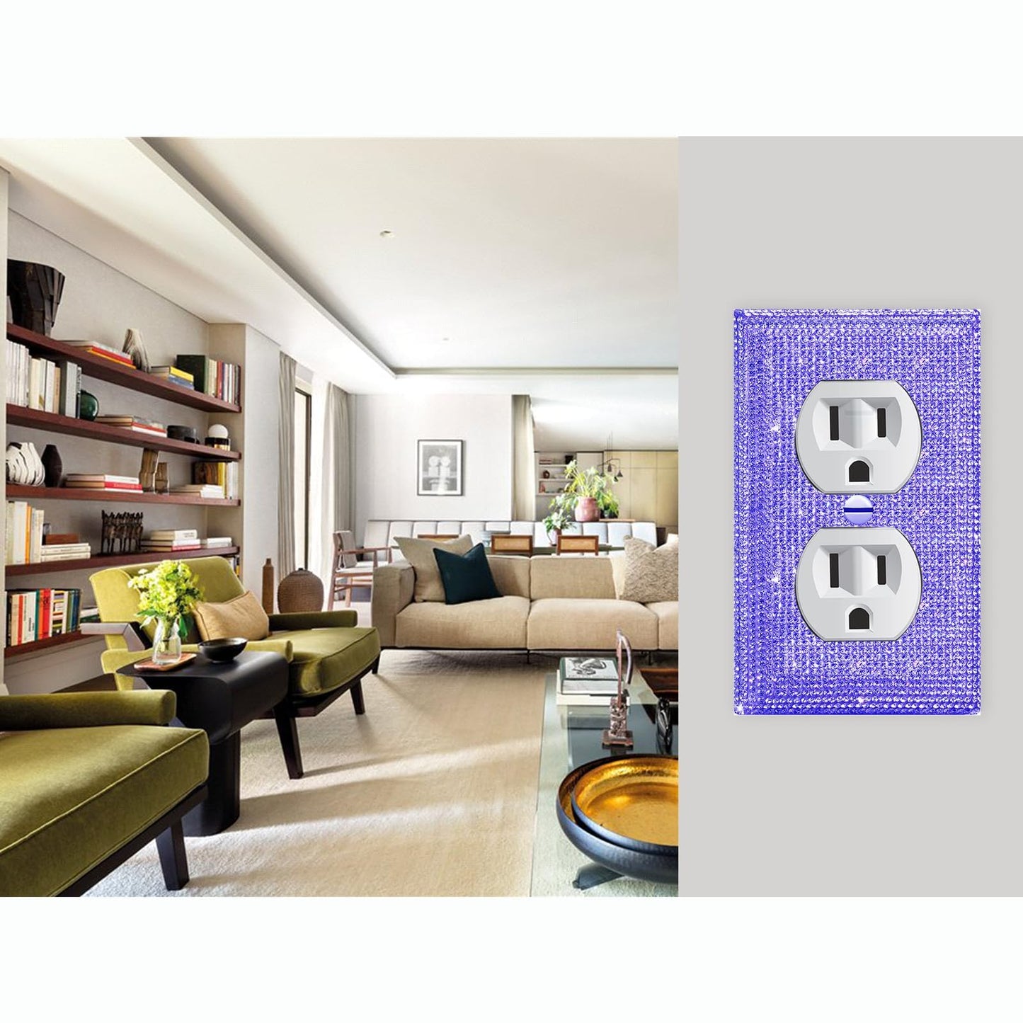 4 Pcs Outlet Covers Purple Rhinestones Wall Plate Toggle Light Switch Cover Decorative Durable Switch Covers