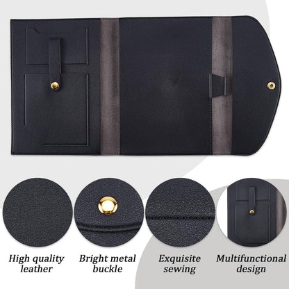 CRASPIRE A5 Leather Notebooks Cover for Black Journal Travelers Notebook with Card Slots Pen Holder File Folder Business Cards Documents Portfolio Organizer Briefcase for Refillable Planner Notepad