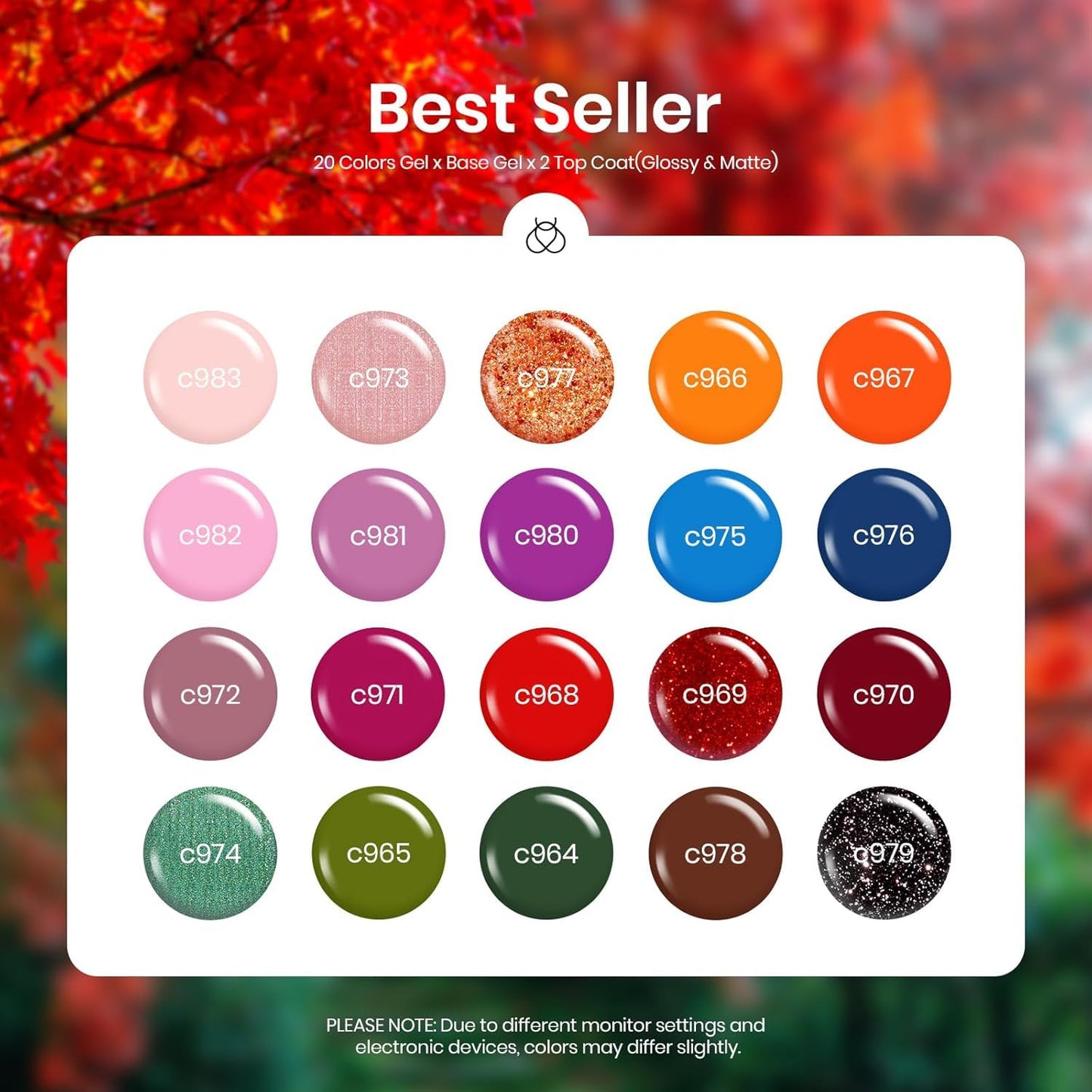 Beetles Gel Nail Polish Kit with U V Light - 80Pcs Fall Nail Fest Color Enchantment 55 Colors Gel Polish Starter Kit with Base Top Coat DIY Nails Stickers Manicure Tools Gift for Women Teens Girls