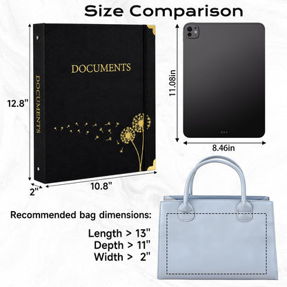 XKDOUS Aesthetic Document Organizer 3 Ring Emergency Binder Linen Folio Folders with 9 Pockets Expanding File Storage Holder for Important Papers, Letters, Passports, Photos