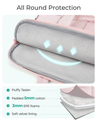 BAGSMART 13-14 Inch Laptop Case, Portable Puffy Laptop Sleeve with Handle, Compatible with MacBook Air/Pro 13.3 13.6 Inch M4 M3 M2 M1, Computer Sleeve Fitted with Dell,HP, Pink