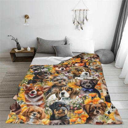 Cute Puppy Dog Throw Blanket Cozy Fluffy Plush Blanket Soft Flannel Throw Blanket for Kids Men Women Gift Sofa Bed Couch 50"x40" Christmas