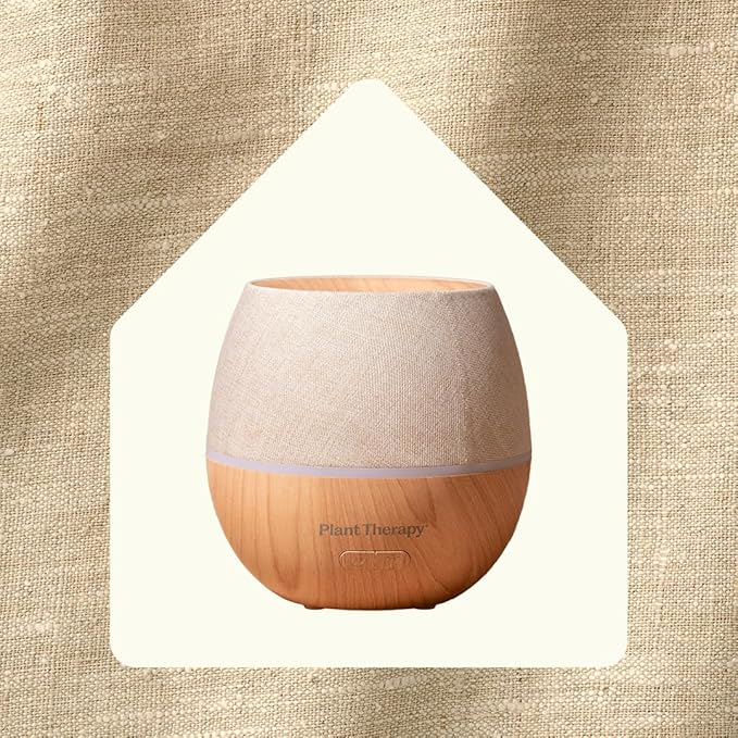 Plant Therapy Home Drift Linen Essential Oil Diffuser, Stylish Linen Cover Adds a Soft, Natural Touch to Any Space, Intermittent & Continuous Mist, Color-Changing Light, 320 Square Feet Coverage