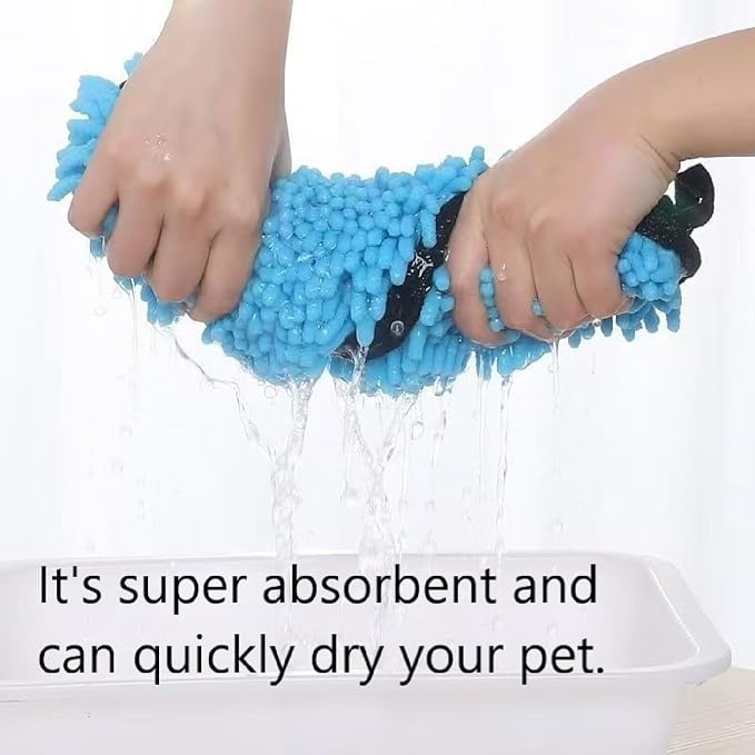 Dog Towel | Quick Dry Ultra Absorbent Microfiber Shammy | Extra Large 24.41x9.06 Dog Bath Towel with Hand Pockets | Dog Drying Towel for Dogs & Cats | Grey, Yellow, Blue (Yellow)
