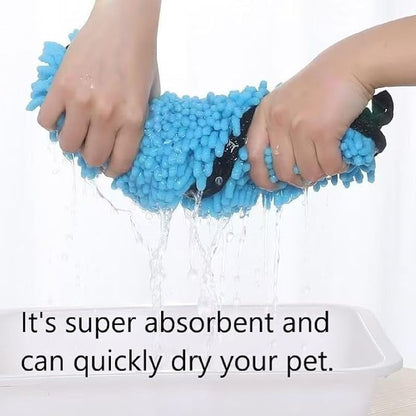 Dog Towel | Quick Dry Ultra Absorbent Microfiber Shammy | Extra Large 24.41x9.06 Dog Bath Towel with Hand Pockets | Dog Drying Towel for Dogs & Cats | Grey, Yellow, Blue (Yellow)