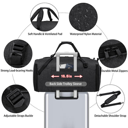 Convertible Garment Bags for Travel - Carry on Garment Duffle Bag with Backpack Straps for Men Women, 4 in 1 Large Travel Duffel Bags with Shoes Compartment Hanging Suit Dress Weekender Bag 3pcs Set