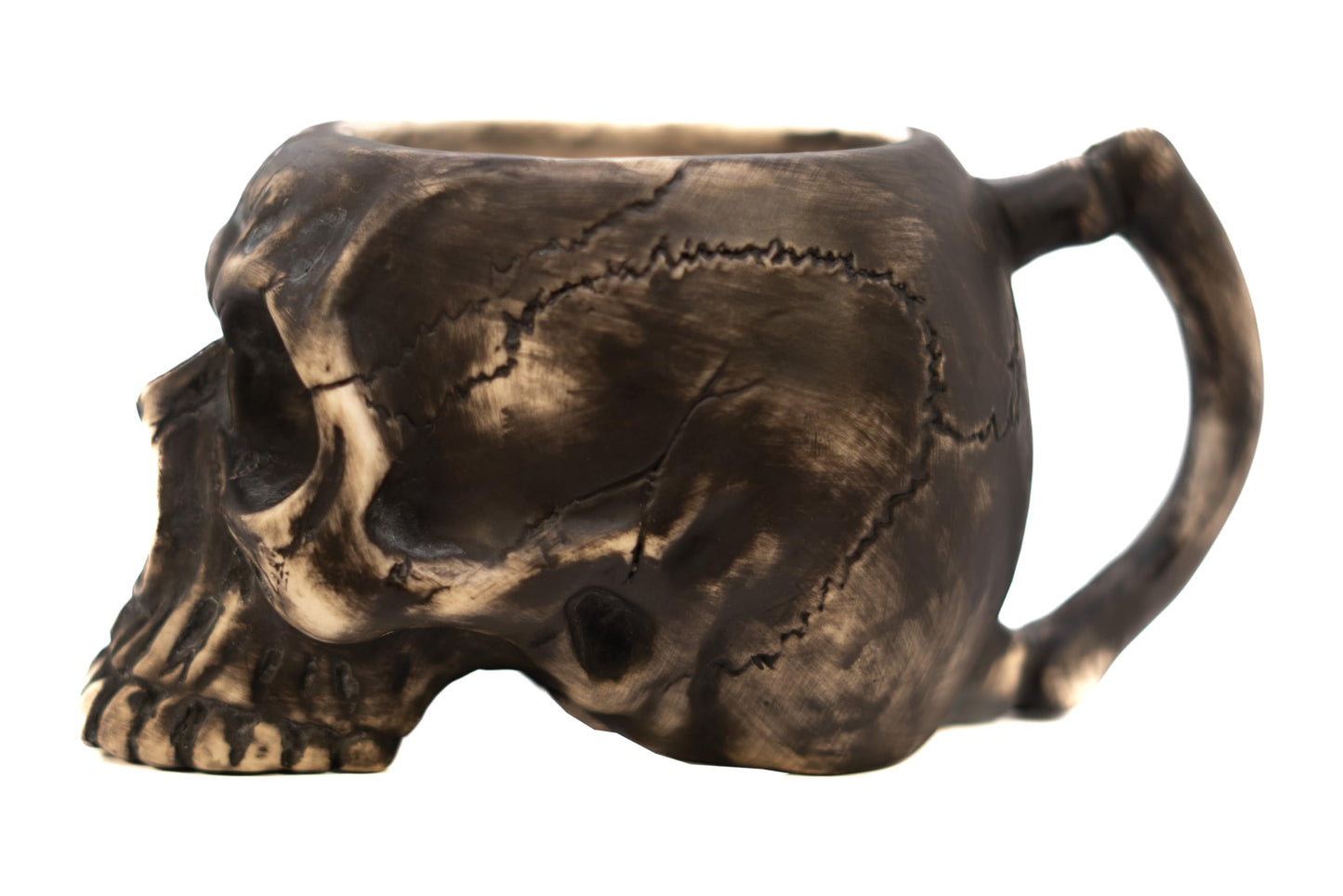 Skull Mug | Black Ceramic Coffee Cup (8 oz) | Gothic Halloween Mug for Tea, Espresso, Cocoa | Dishwasher & Microwave Safe | Unique Gift for Horror Fans, Goth Decor, Skeleton Lovers