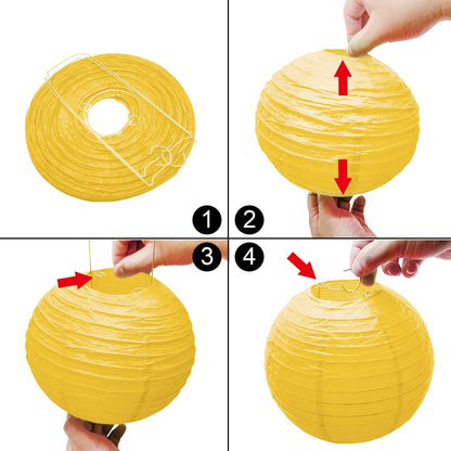 PheiLa 12 Pcs Fall Paper Lanterns Thanksgiving Decorations Yellow Orange and Brown Paper Lanterns Autumn Decorative Round Hanging Party Decorations Harvest Theme Party Supplies