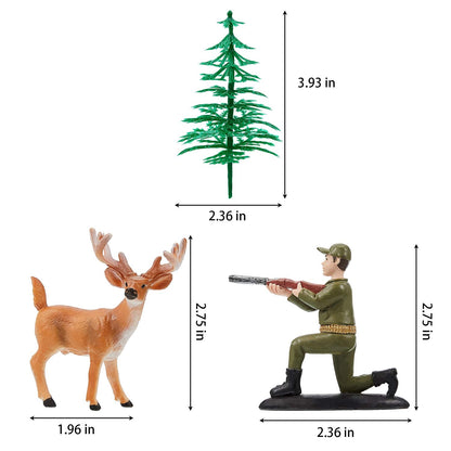 17 PCS Deer Hunting Cake Topper Deer Hunter Tree Cake Decorations Set Hunting Theme Topper for Birthday Party Baby Shower Wedding Supplies Christmas Halloween