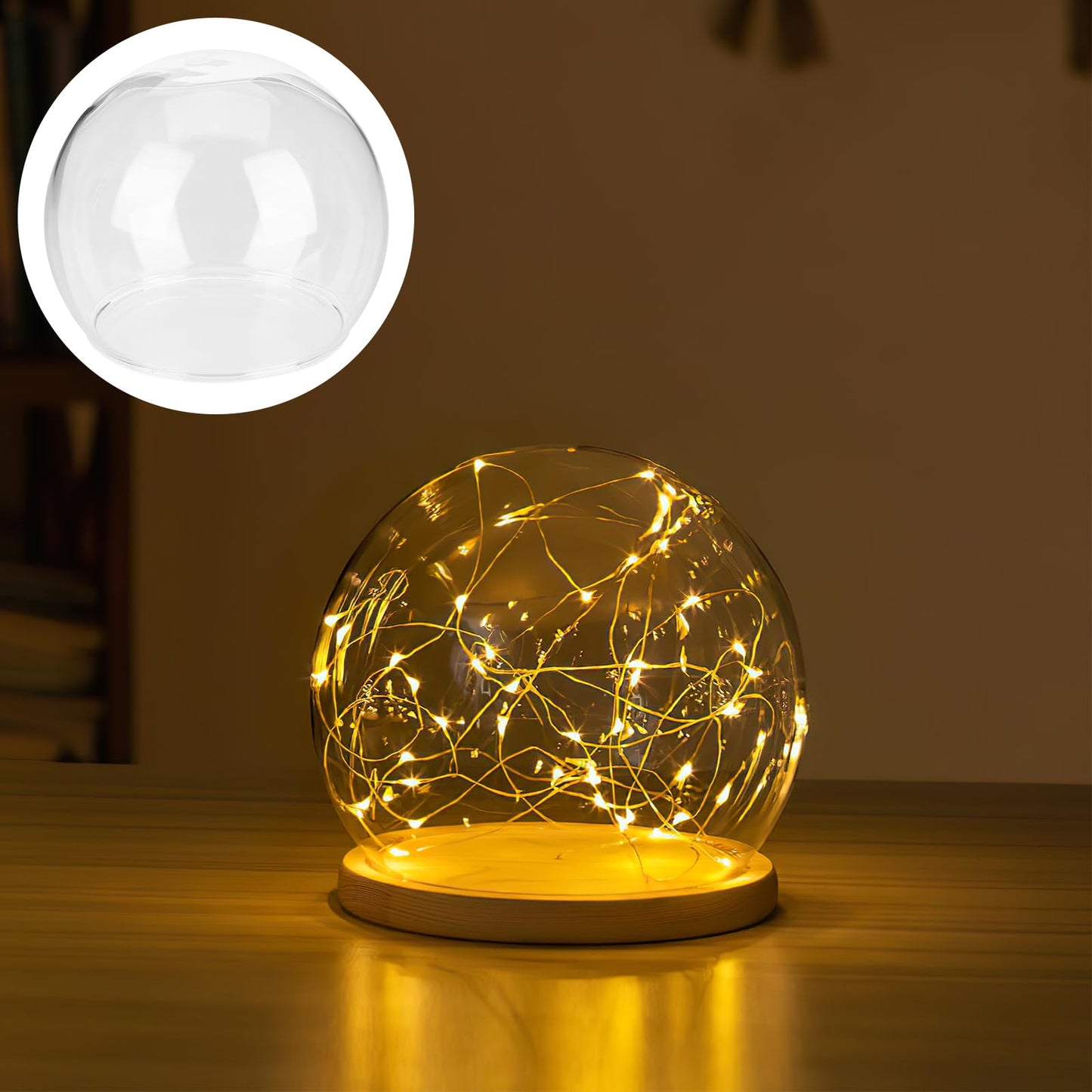 ARTIBETTER 2 Pack Glass Dome Cloche for Preserved Flowers, 3.9In Transparent Glass Display Cover with Smooth Edges, Space-Saving Decorative Jar for Artificial Plants, Wedding Decor (No Base Included)