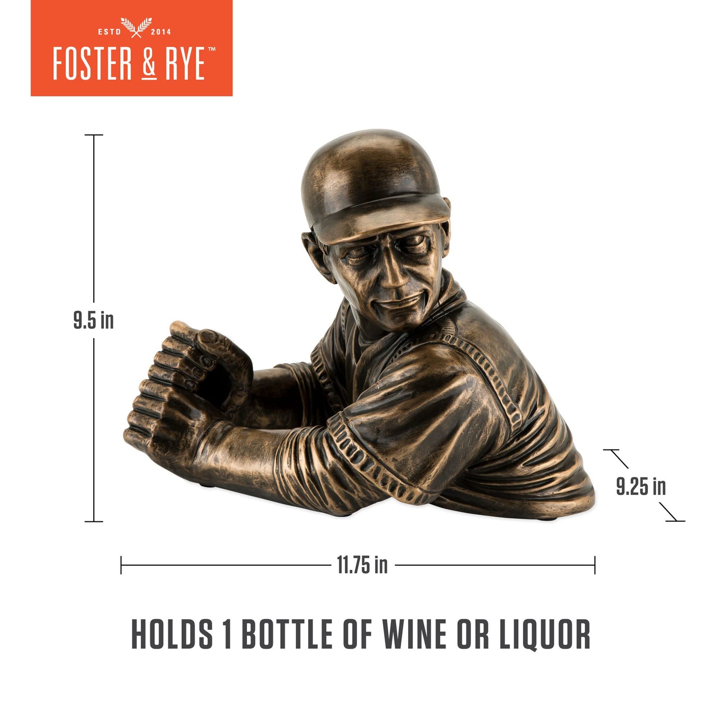 Foster & Rye Baseball Wine Holder - Single Wine Bottle Holder Baseball Player - Funny Wine Holder - Holds 1 Standard Wine Bottle Set of 1