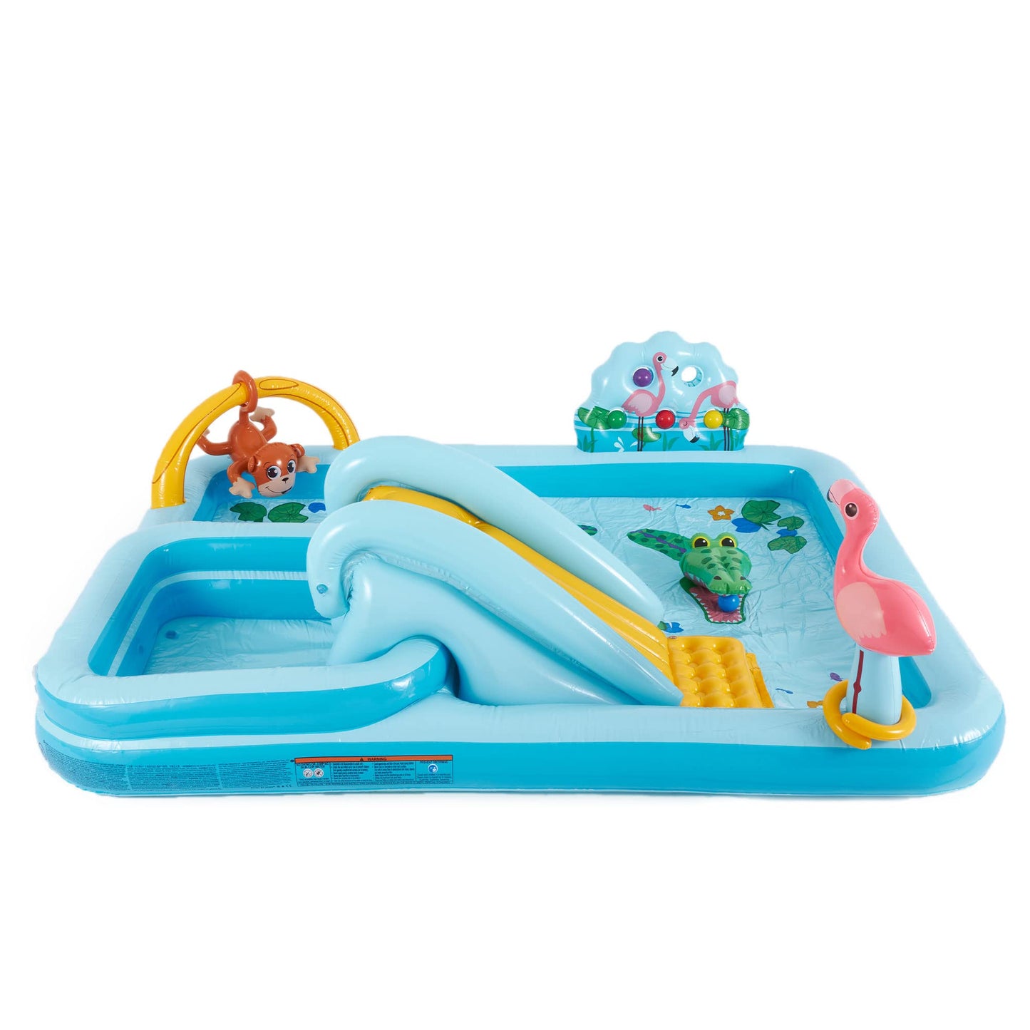 Intex 96" x 78" x 28" Inflatable Jungle Adventure Play Center Spray Kiddie Pool - Backyard Kids Water Slide, Outdoor Blow-Up Splash Pad for Toddlers