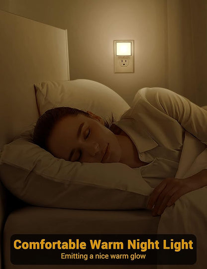 JandCase Night Lights Plug into Wall 2 Pack, Plug in Night Light with Dusk-to-Dawn Light Sensor, 3000K Soft White 0.3W, LED Nightlight for Bathroom, Adult, Hallway
