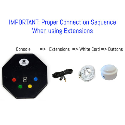Trebisky Quiz Answer Game Buzzer Standalone System w/ LED Light Buttons 15ft Extension Cables (4-Pack Extension)