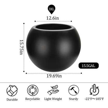 Yaghpy Large Round Planter,Planters for Indoor Plants & Outdoor,Durable Plastic Material Sphere Planter with Drainage Hole & Rubber Plug Weather Resistant,Plant Pot