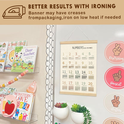 Lacama 1-20 Number Chart Wooden Poster Hanger,Educational Charts & Posters Hanger Frame - Homeschool Supplies，Kids Learning Educational Gift for Toddler Ages 2 3 4 5,12x16 Inches