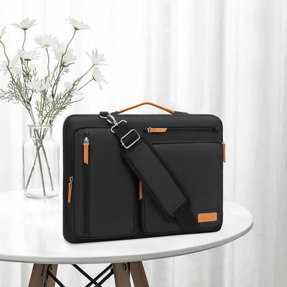MOSISO 360 Protective Laptop Shoulder Bag,17-17.3 inch Computer Bag Compatible with MacBook, HP, Dell, Lenovo, Asus Notebook,Side Open Messenger Bag with 4 Zipper Pockets&Handle, Black