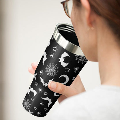 Xchearser Gothic Tumbler with Handle and Flip Straw for Women Men, 30oz Halloween Goth Stainless Steel Insulated Cup, Witch Moon Water Bottle Travel Coffee Mug Gifts