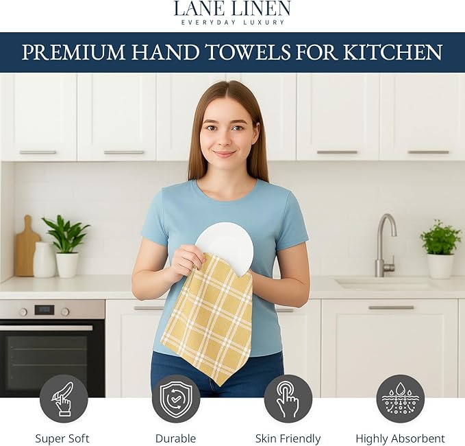 LANE LINEN Cotton Kitchen Towels Set, Quick-Drying Dish Towels