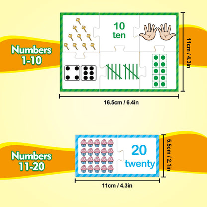 Kasfalci Number Puzzle Flash Cards, 80 PCS Counting Math Flashcards for Kids Toddler, Matching Games, Preschool Kindergarten Activities Classroom Must Haves, Educational Toys