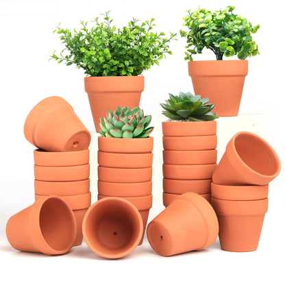 Baxrou Terra Cotta Pots, 24 Pack 3.15 Inch Mini Clay Pot with Drainage Holes,Cactus Flower Nursery Terracotta Pots for Indoor/Outdoor Succulent Plants, Crafts, Wedding Favor