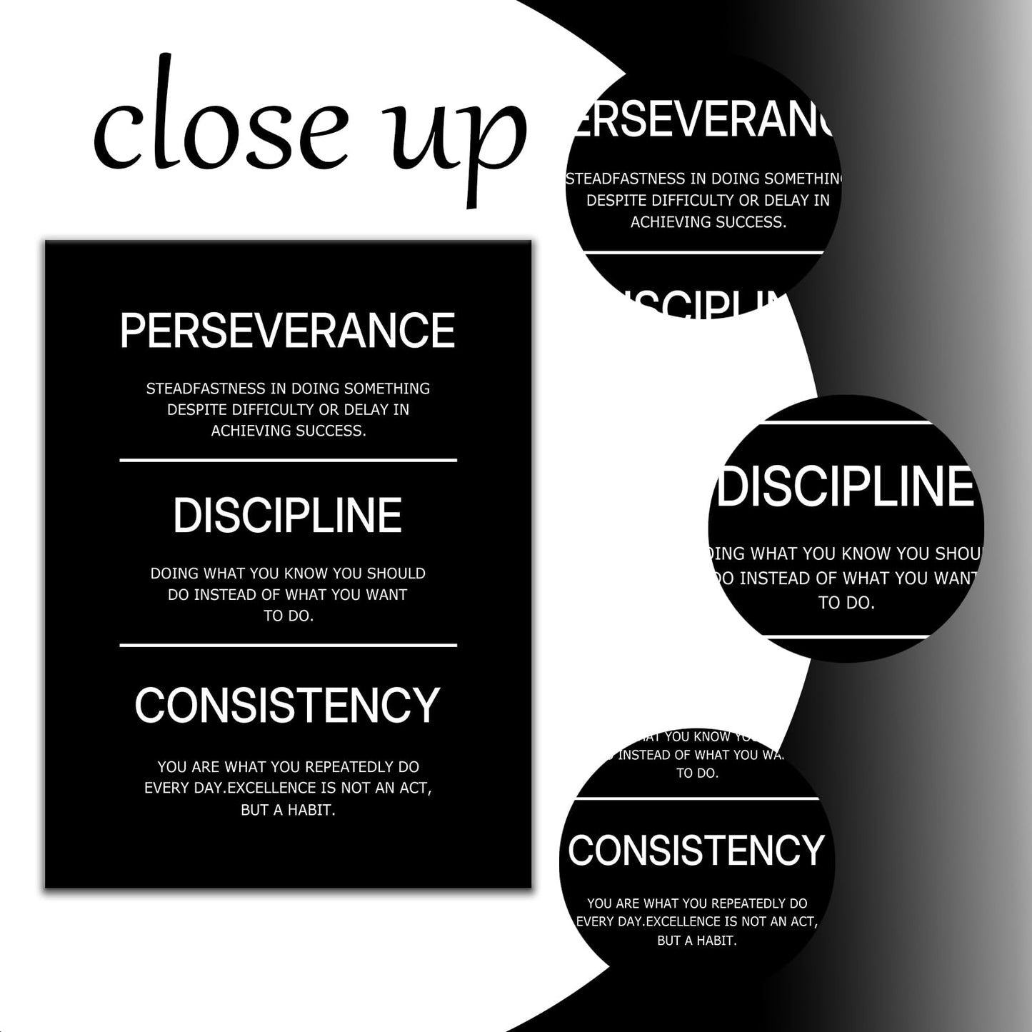 Inspirational Canvas Wall Art Perseverance Discipline Consistency Office Success Quotes Poster Wall Decor Motivational Picture Painting for Home Living Room Gym Stretched and Framed [18''W X 24''H]