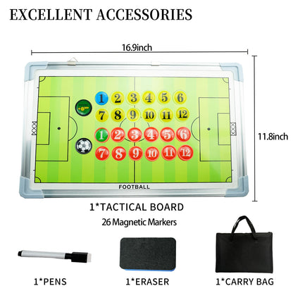 Suprwin Soccer Coaching Board with Magnetic Pieces, Dry Erase Markers, Soccer Tactical Presentation Clipboard for Soccer Coaches - Durable, Magnetic, Perfect Size (Soccer, Green)