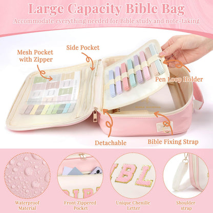 Flasoo All-in-One Bible Journaling Kit, Bible Study Supplies Include Bible Cover Case, Journal Notebook, Highlighters, Pens, Bible Verse Stickers, Tabs, Bookmarks for Christian Gift for Women