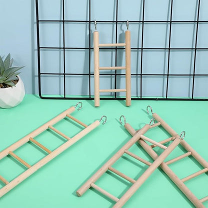 4 Pcs Wooden Bird Ladder, Bird Ladder for Cage, Birds Toys for Parakeets Parrots Cockatoo Lovebirds Birdie, Wooden Ladders Basics Climbing Supplies(3&4&5&6 Step)